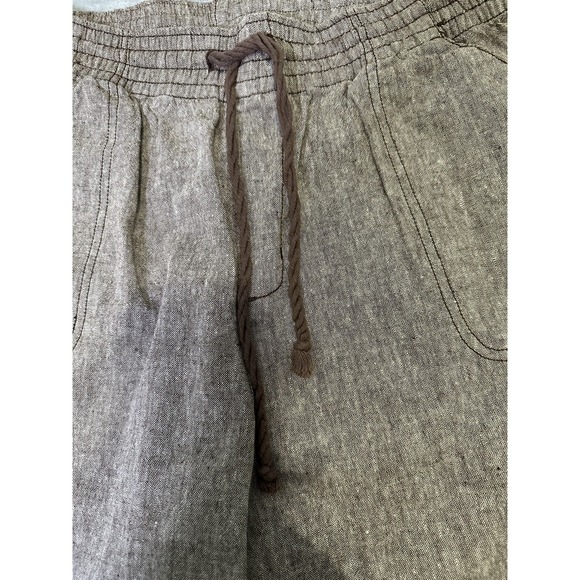 Capagallo Cropped Linen/Cotton Wide Leg Pants Women's Large  Boho Beaded Sequins - Picture 4 of 8